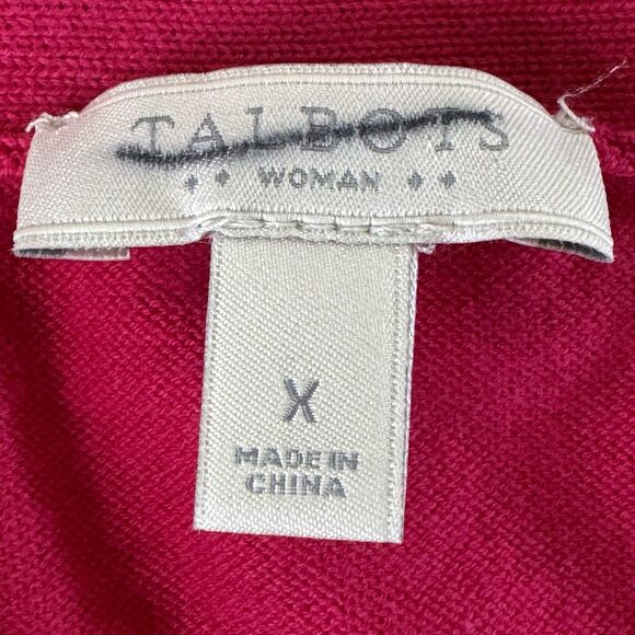 Talbots Size X Cardigan Magenta V Neck Button Down - Picture 5 of 12